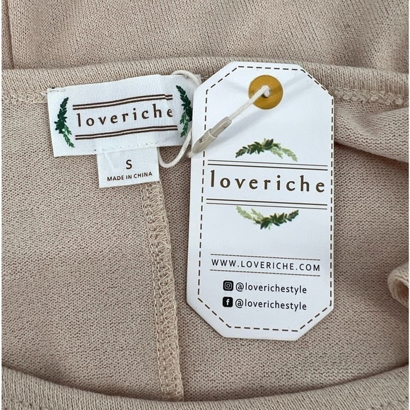 NWT Love Riche Beige Cold Shoulder Ruffled Long Sleeve Blouse Size Small Women’s - Picture 2 of 7